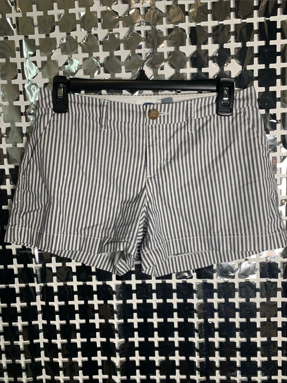 Old Navy Navy and White Striped Jean Shorts